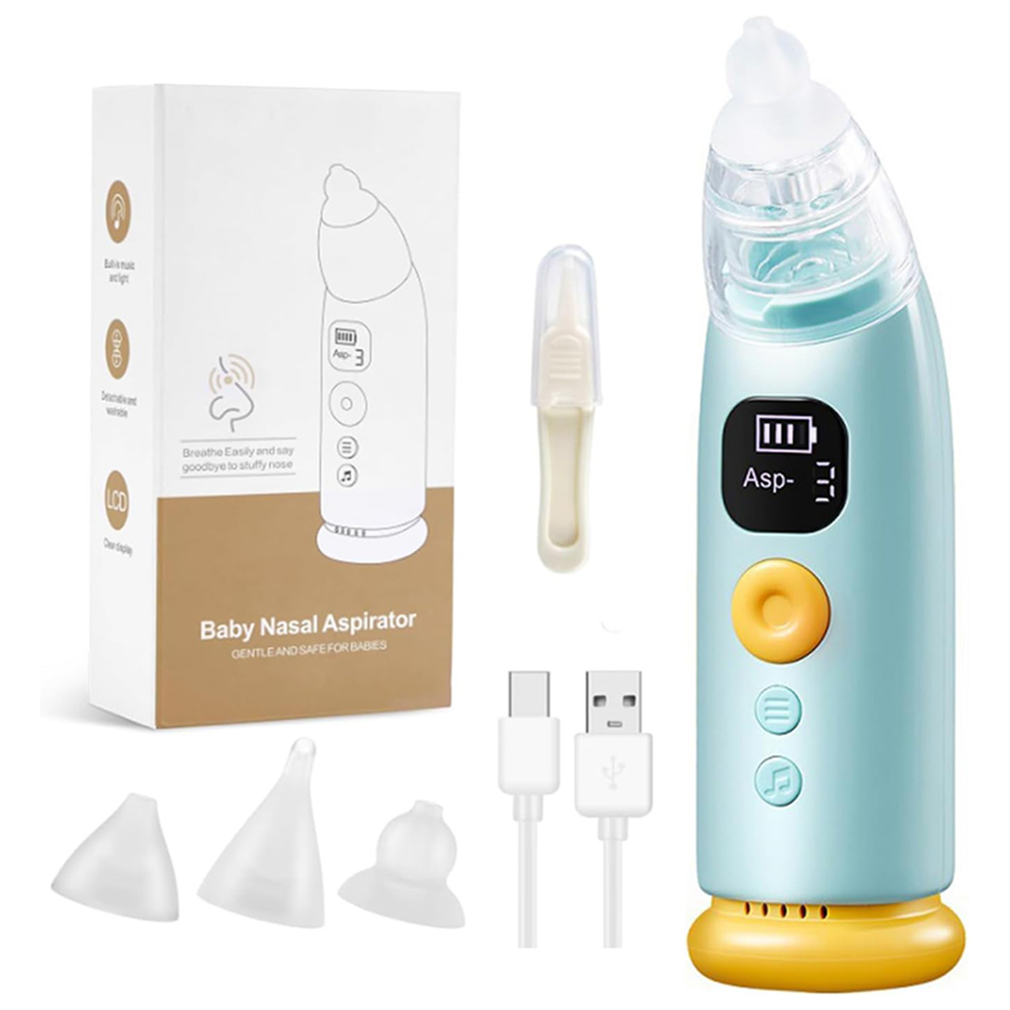 Aspirator Nazal Electric Silențios pentru Copii cu 3 Trepte de Aspirare